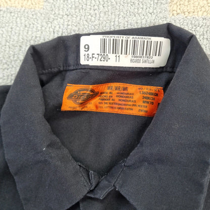 Vintage Dickies Boxy Fit Cropped Shirt Short Sleeve Medium plain Black Button Up Skater Y2K Surf