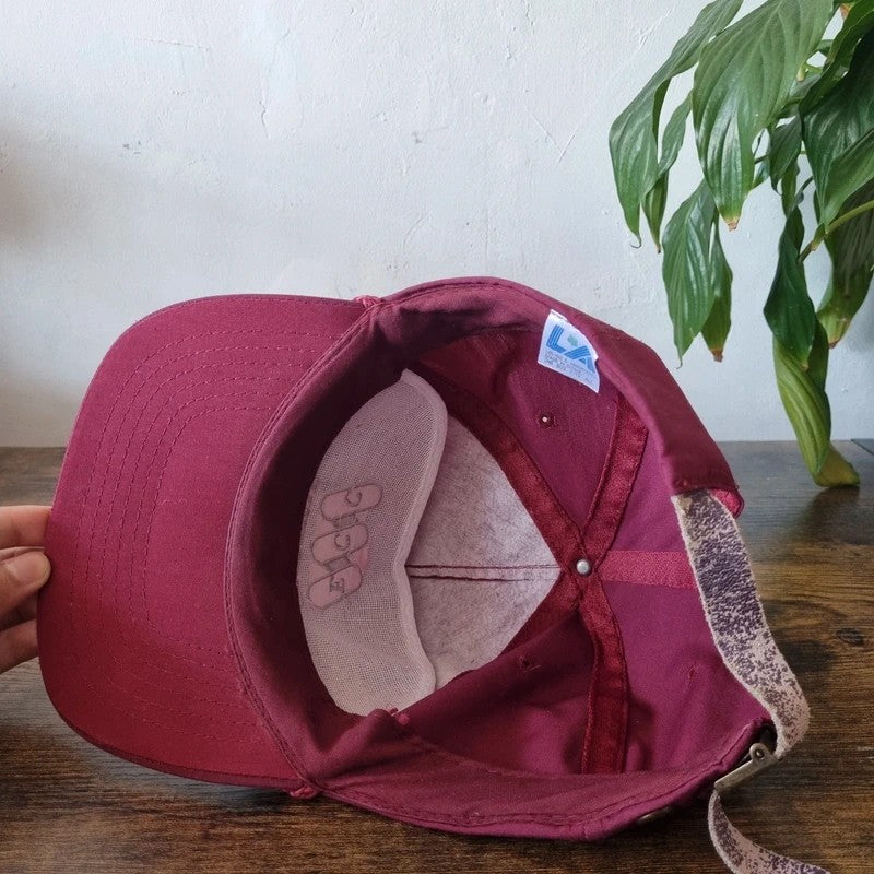 Vintage American Trucker Hat Snapback cap one size adjustable burgundy extel