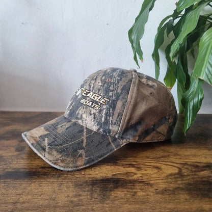 Vintage American baseball Hat Snapback cap one size khaki brown realtree eagle boats