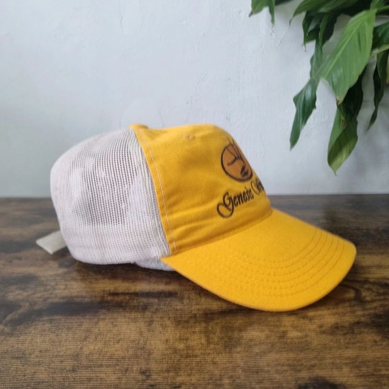 Vintage American baseball Hat Snapback cap one size adjustable yellow beige jesus genesis
