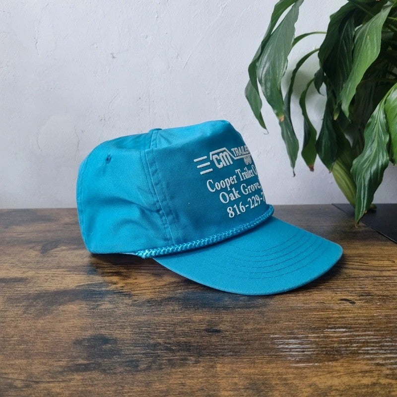Vintage American Trucker Hat Snapback cap one size adjustable blue CM trailers