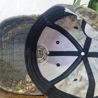 Vintage American Baseball Hat Snapback cap one size adjustable mossy oak camo muffin monster