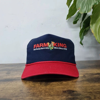 Vintage American Baseball Hat Snapback cap one size adjustable navy red Farm King