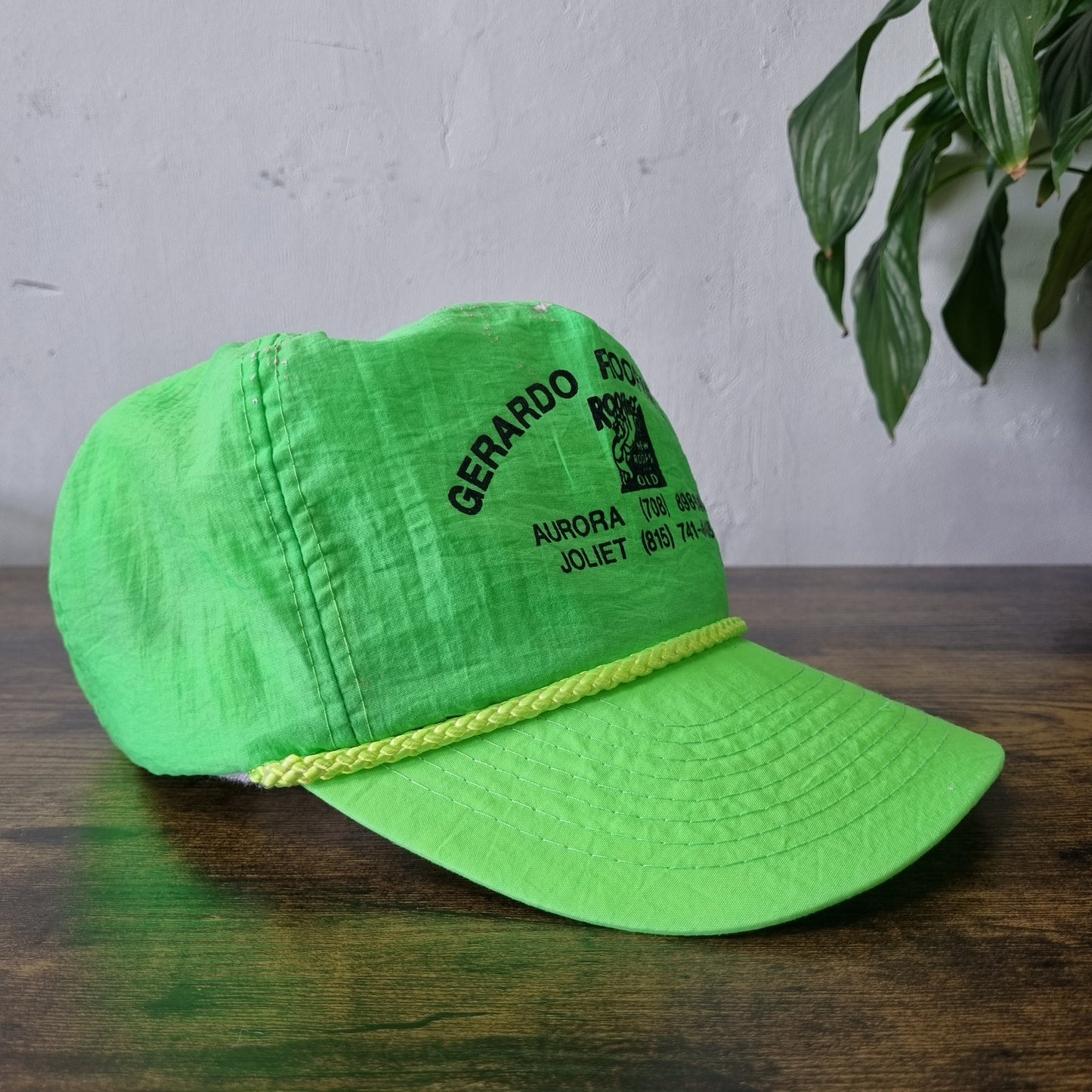 Vintage American Trucker Hat Snapback cap one size adjustable neon green roofing