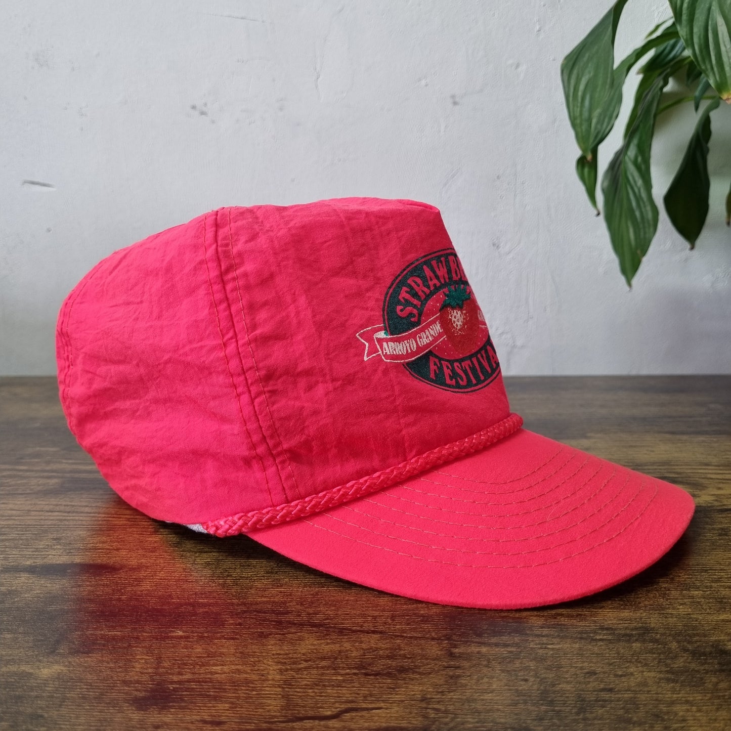 Vintage American Trucker Hat Snapback cap one size red Strawberry Festival