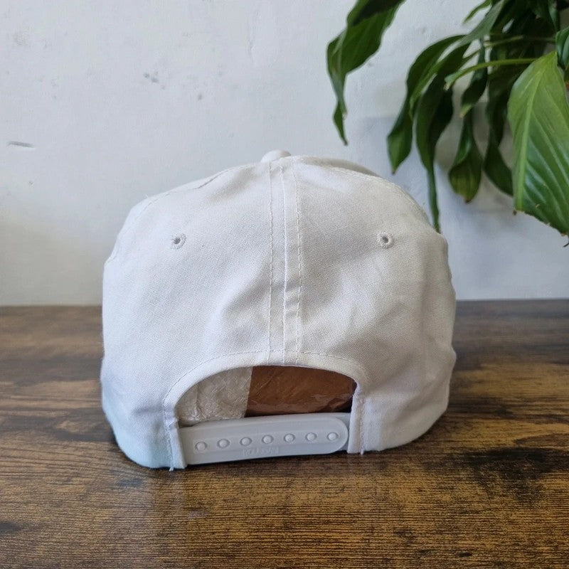 Vintage American Trucker Hat Snapback cap one size adjustable white Ozark alabaster flower