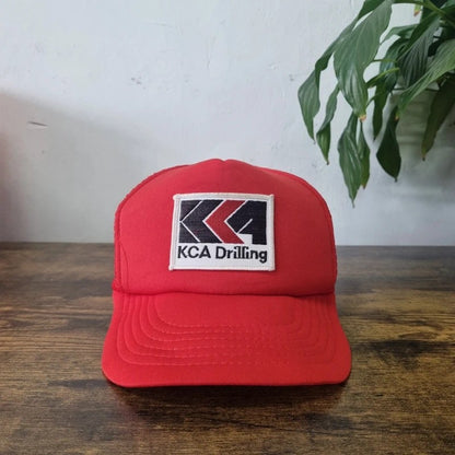 Vintage American Trucker Hat Snapback cap one size adjustable red KCA Drilling
