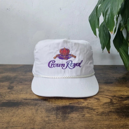 Vintage American Trucker Hat Snapback cap one size adjustable white Crown Royal whisky 90s