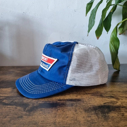 Vintage American Trucker Hat Snapback cap one size adjustable blue white maremont