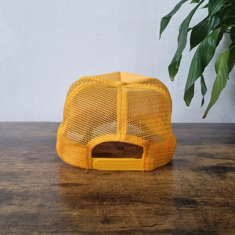 Vintage American Trucker Hat Snapback cap one size adjustable yellow ohio