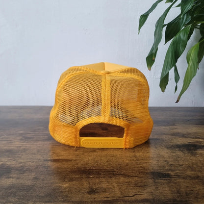 Vintage American Trucker Hat Snapback cap one size adjustable yellow ohio