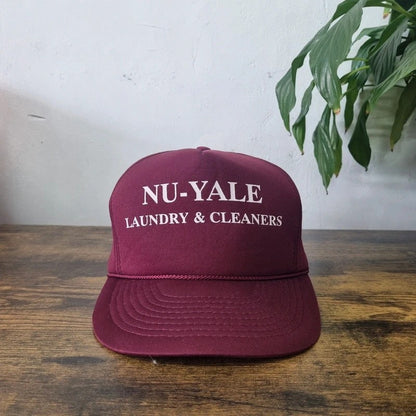 Vintage American Trucker Hat Snapback cap one size adjustable Nu yale laundry burgundy