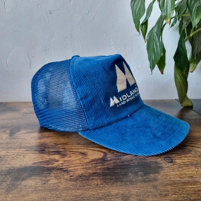 Vintage American Trucker Hat Snapback cap one size adjustable midland radio blue