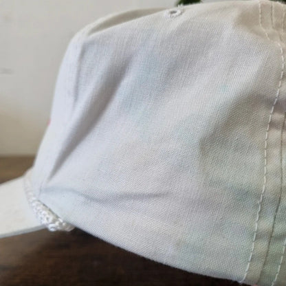 Vintage American Trucker Hat Snapback cap one size adjustable white Ozark alabaster flower