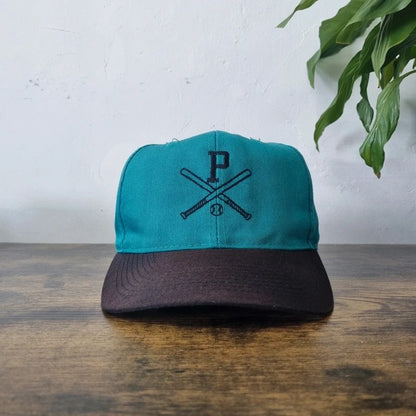 Vintage American Baseball Hat Snapback cap one size adjustable green black Pittsburgh Pirates