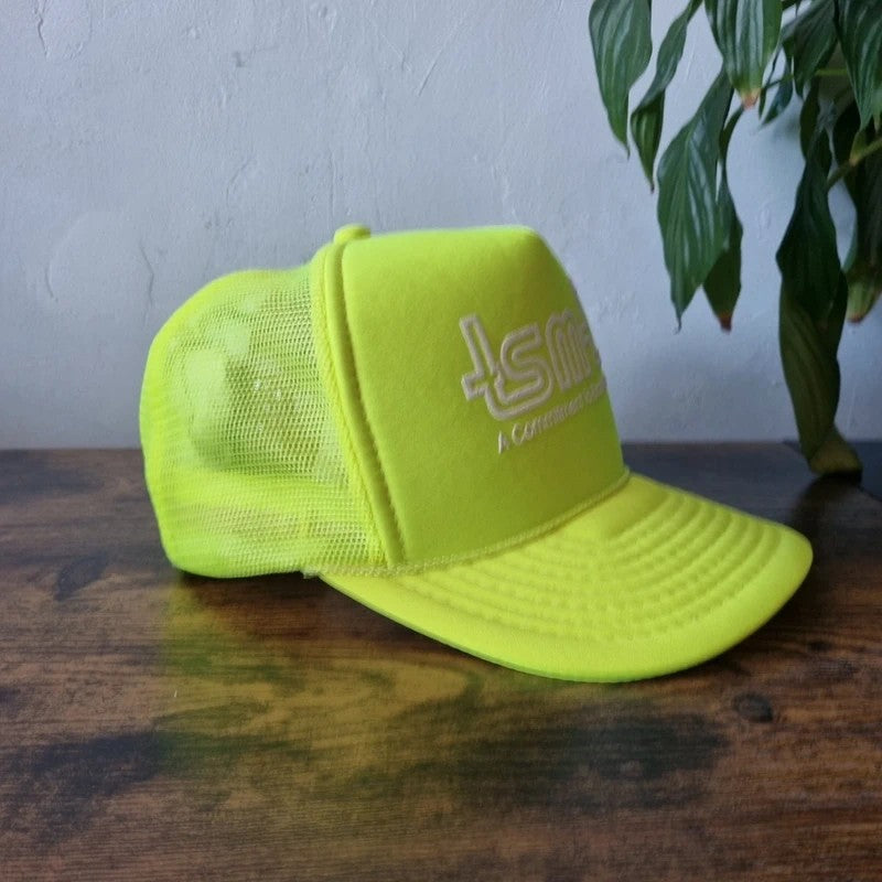 Vintage American Trucker Hat Snapback cap one size neon yellow tsmt Commitment to Excellence