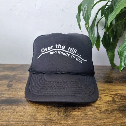Vintage American Trucker Hat Snapback cap one size adjustable black Over the hill