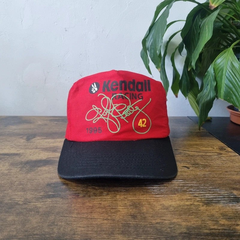 Vintage American Trucker Hat Snapback cap one size adjustable black red Kendall Racing