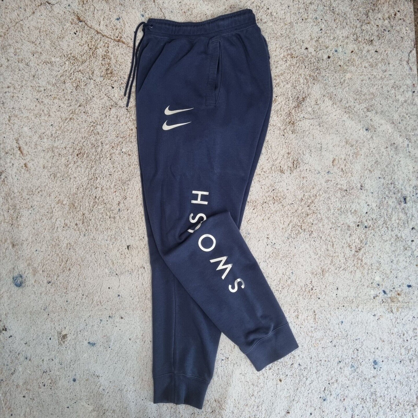 Nike SWOOSH CUFFED SWEATPANTS JOGGERS  - Blue - Size M