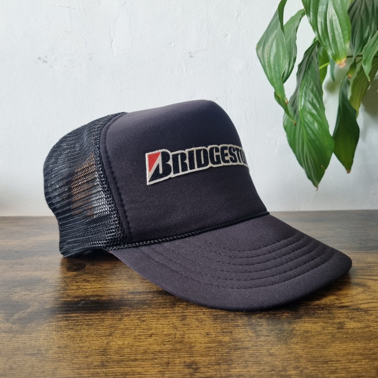 Vintage American Trucker Hat Snapback cap one size black Bridgestone tyre