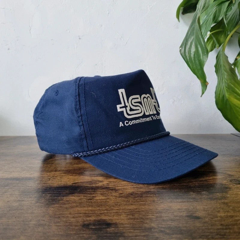Vintage American Trucker Hat Snapback cap one size adjustable tsmt navy