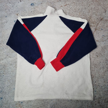 FUBU Quarter Zip Fleece Top  1/4 Zip 90s Vintage White Size XXL