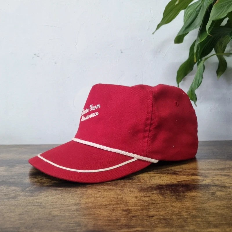 Vintage American Trucker Hat Snapback cap one size adjustable red state farm insurance