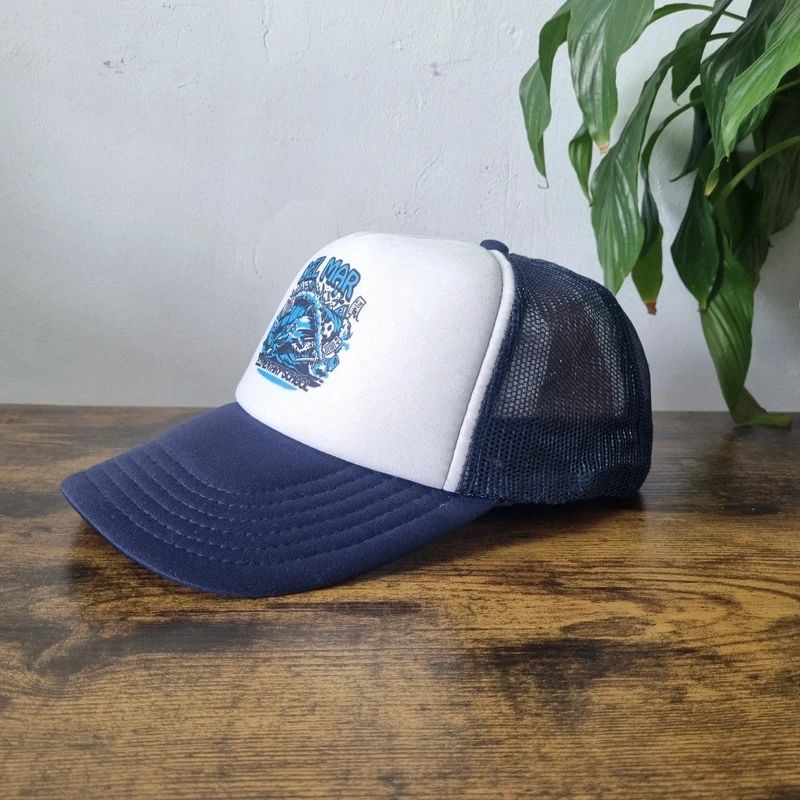 Vintage American Trucker Hat Snapback cap one size adjustable white navy del mar