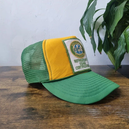 Vintage American Trucker Hat Snapback cap one size green yellow RSES Educational Foundation