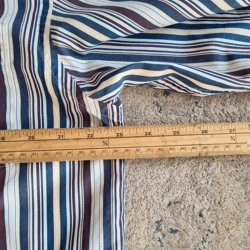 Vintage Nautica Boxy Fit Cropped Shirt Long Sleeve Medium striped multi Button Up Skater Y2K Surf