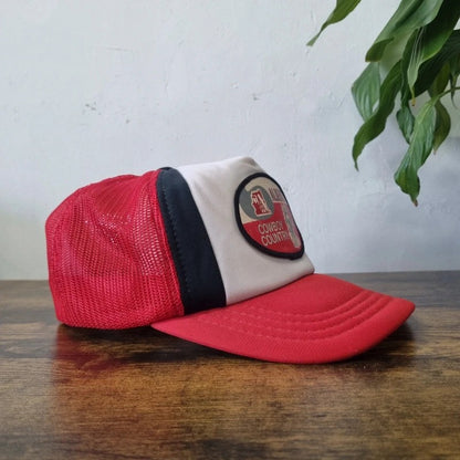 Vintage American Baseball Hat Snapback cap one size red white alberta cowboy country
