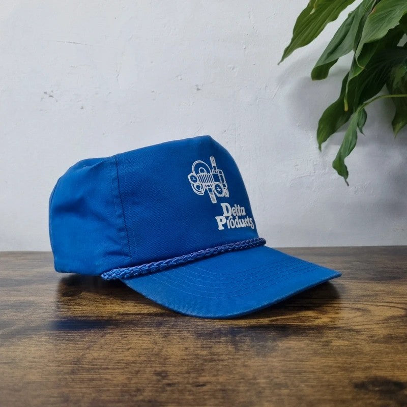 Vintage American Baseball Hat Snapback cap one size adjustable blue delta products