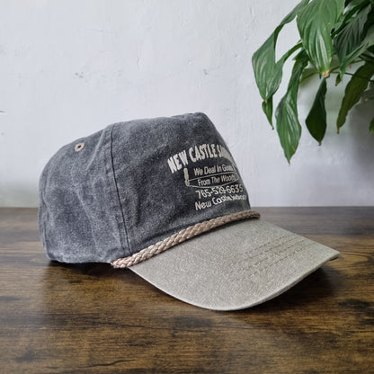 Vintage American Trucker Hat Snapback cap one size grey beige new castle saw mil