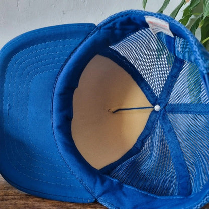 Vintage American Trucker Hat Snapback cap one size adjustable PM blue
