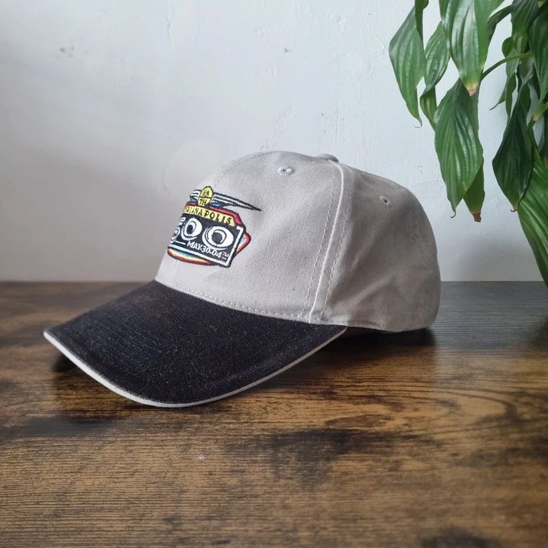 Vintage American baseball Hat Snapback cap one size adjustable grey black indie 500