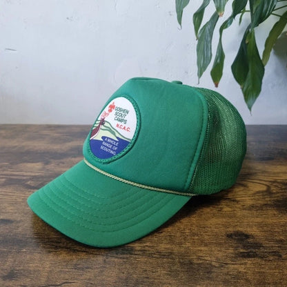 Vintage American Trucker Hat Snapback cap one size adjustable green goshen scout camp deer