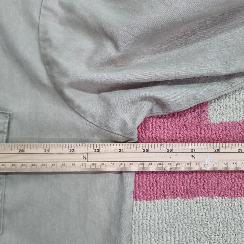 Vintage Dickies Boxy Fit Cropped Shirt Long Sleeve large plain Beige Button Up Skater Y2K Surf