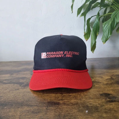 Vintage American Trucker Hat Snapback cap one size adjustable black red paragon electric