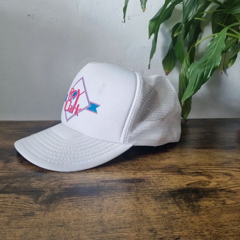 Vintage American Trucker Hat Snapback cap one size adjustable white Roy clark