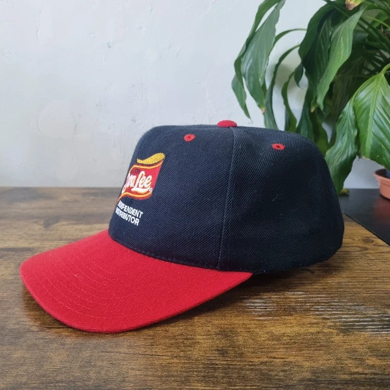 Vintage American Baseball Hat Snapback cap one size adjustable black red sara Lee bakery