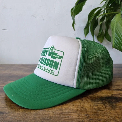 Vintage American Trucker Hat Snapback cap one size adjustable green white jerry gleason