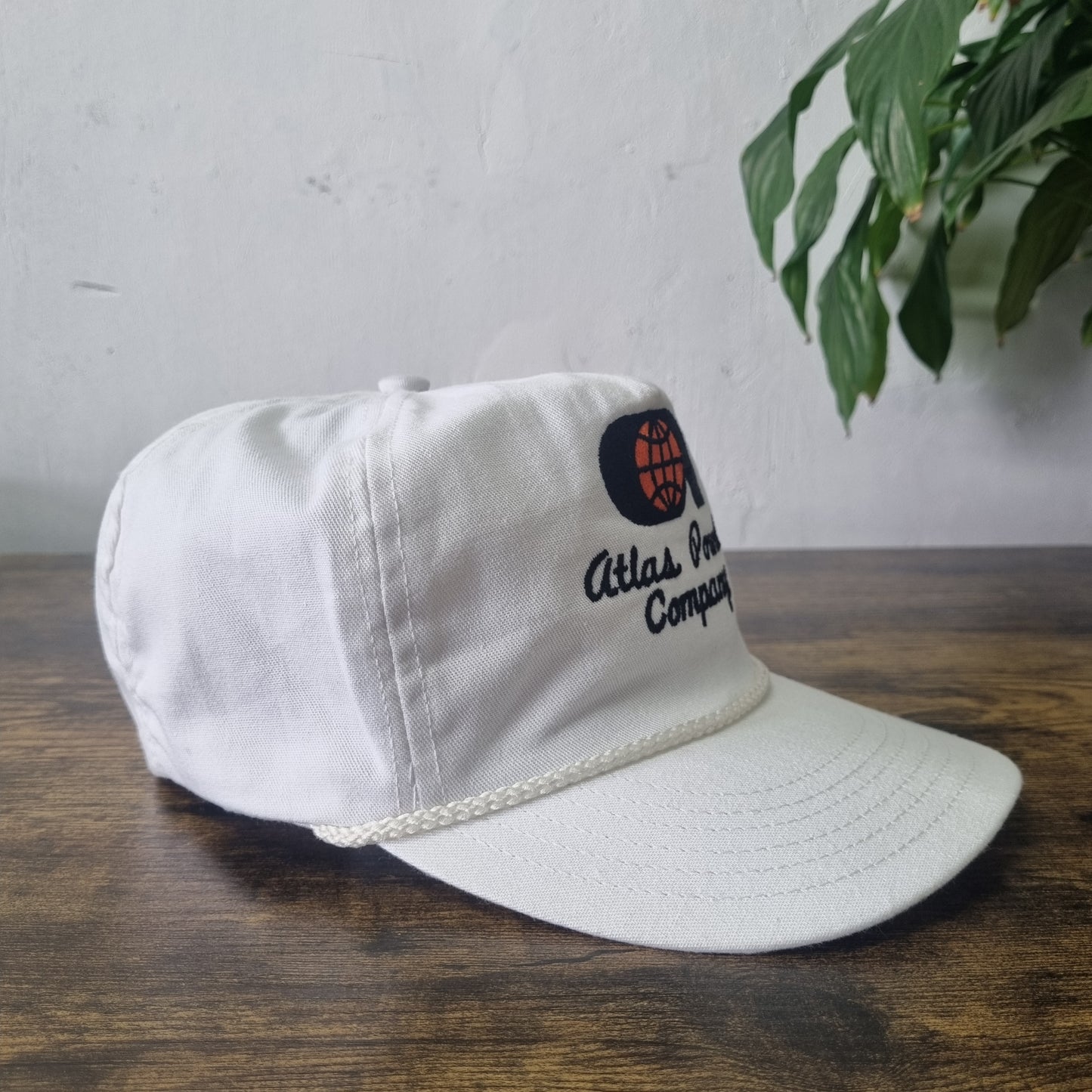 Vintage American Trucker Hat Snapback cap one size adjustable white Atlas Powder
