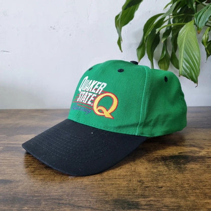 Vintage American Baseball Hat Snapback cap one size adjustable green black quacker state racing
