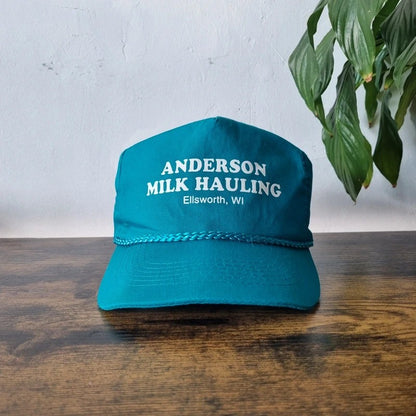 Vintage American Trucker Hat Snapback cap one size adjustable green milk Hauling