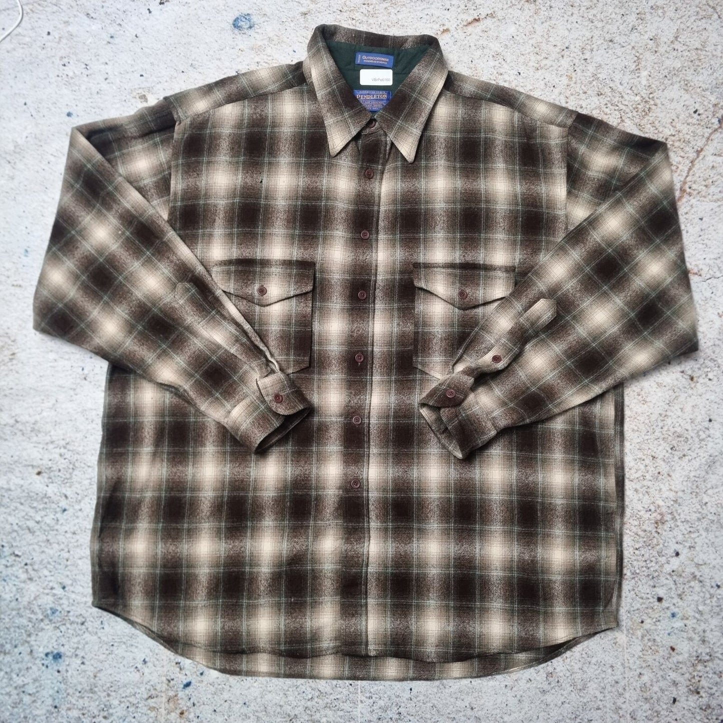 Pendleton Shirt Mens Checkered 100% Virgin Wool Flannel Button Up Brown Size XXL