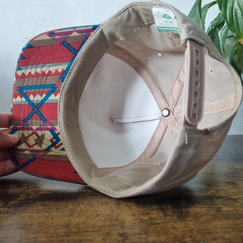 Vintage American Trucker Hat Snapback cap one size adjustable beige multi alliance bank