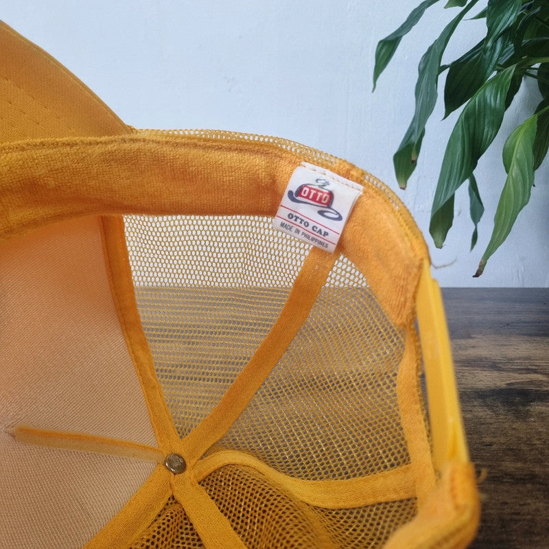 Vintage American Trucker Hat Snapback cap one size adjustable yellow ohio