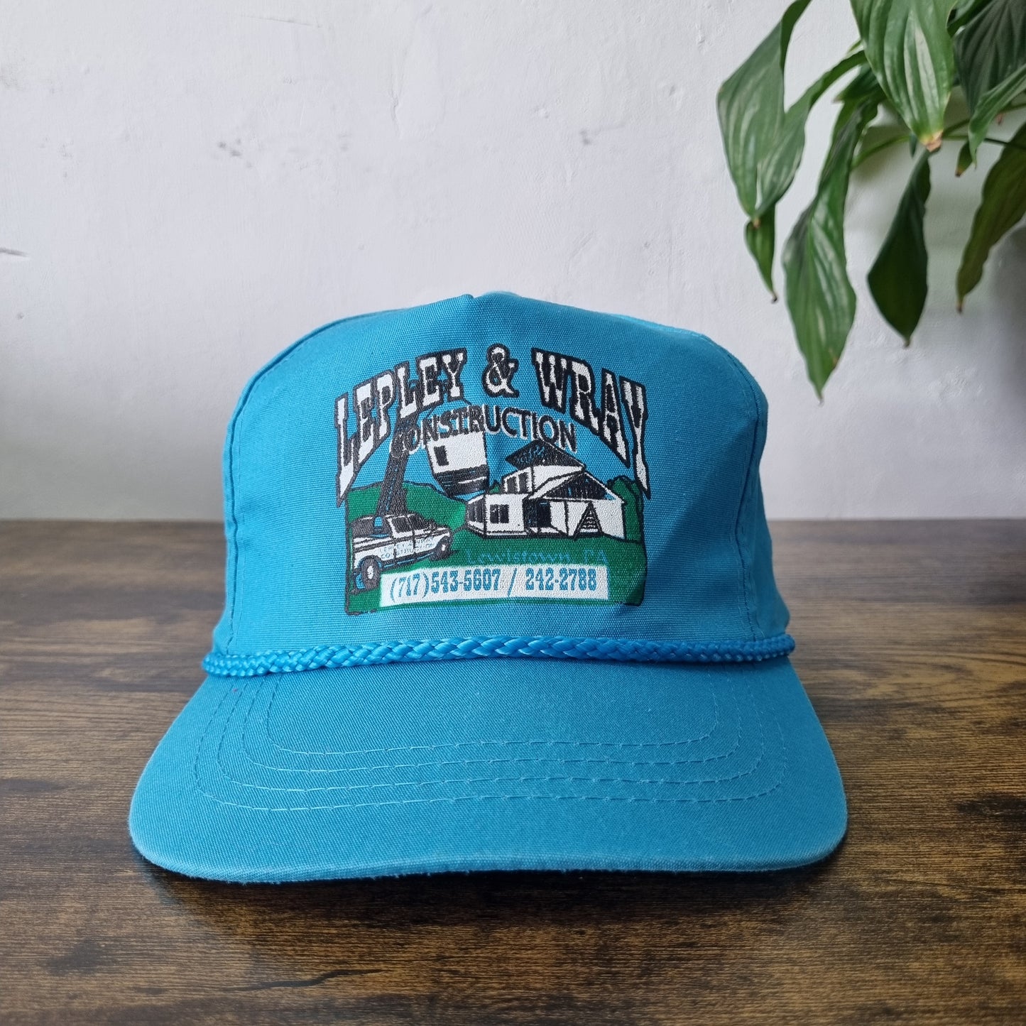 Vintage American Baseball Hat Snapback cap one size blue lepley construction