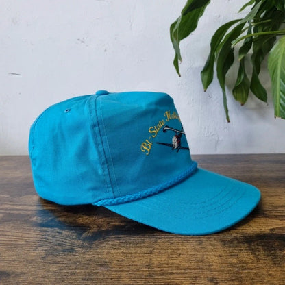 Vintage American Trucker Hat Snapback cap one size blue bi state helicopter