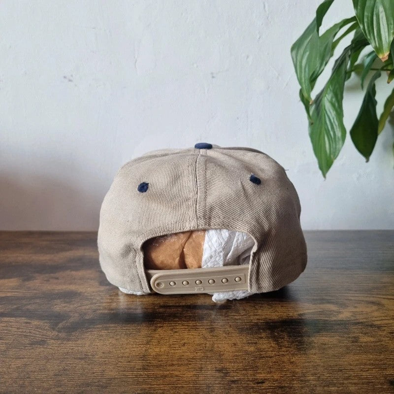 Vintage American Baseball Hat Snapback cap one size adjustable beige navy fishing